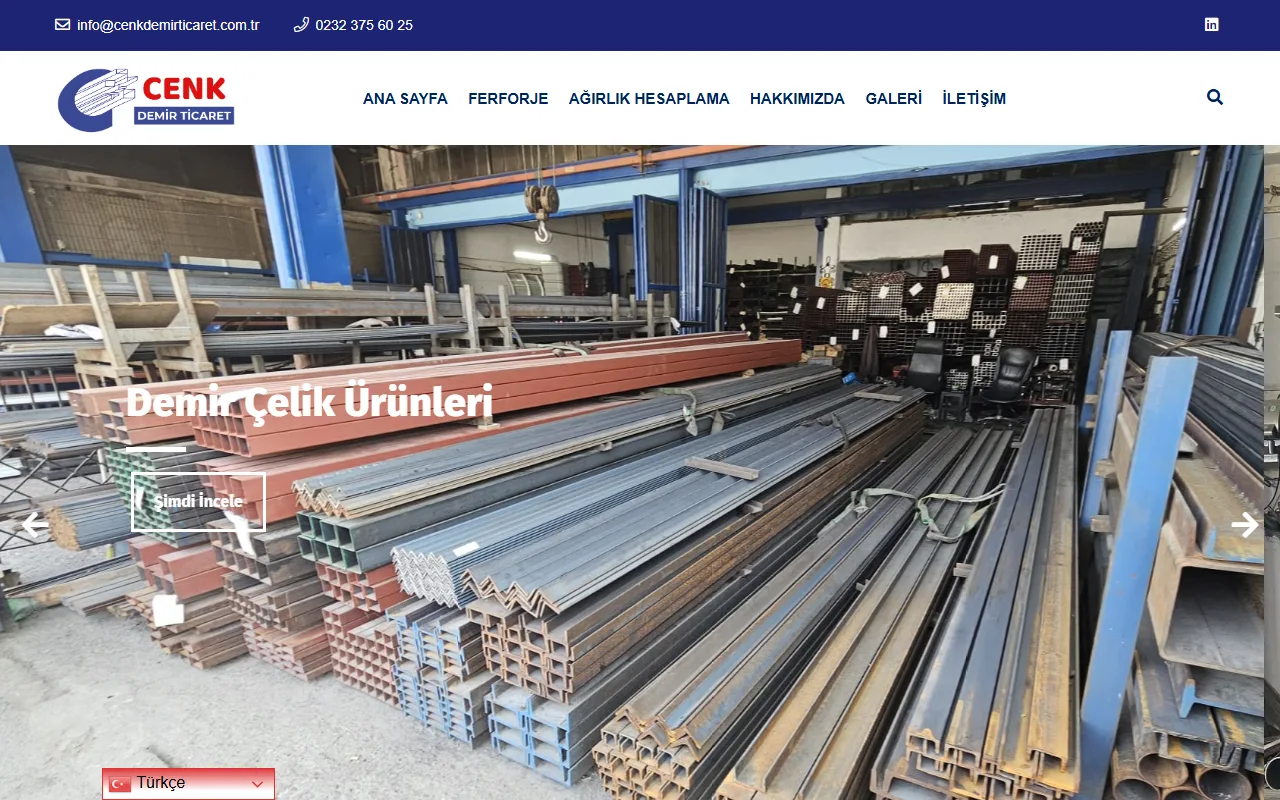 Cenk Demir Ticaret sitesinin görünümü