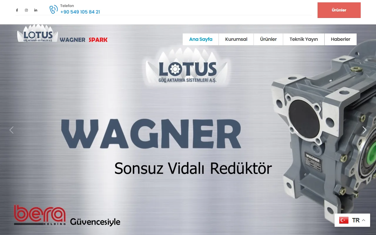 Lotus A.Ş. sitesinin görünümü