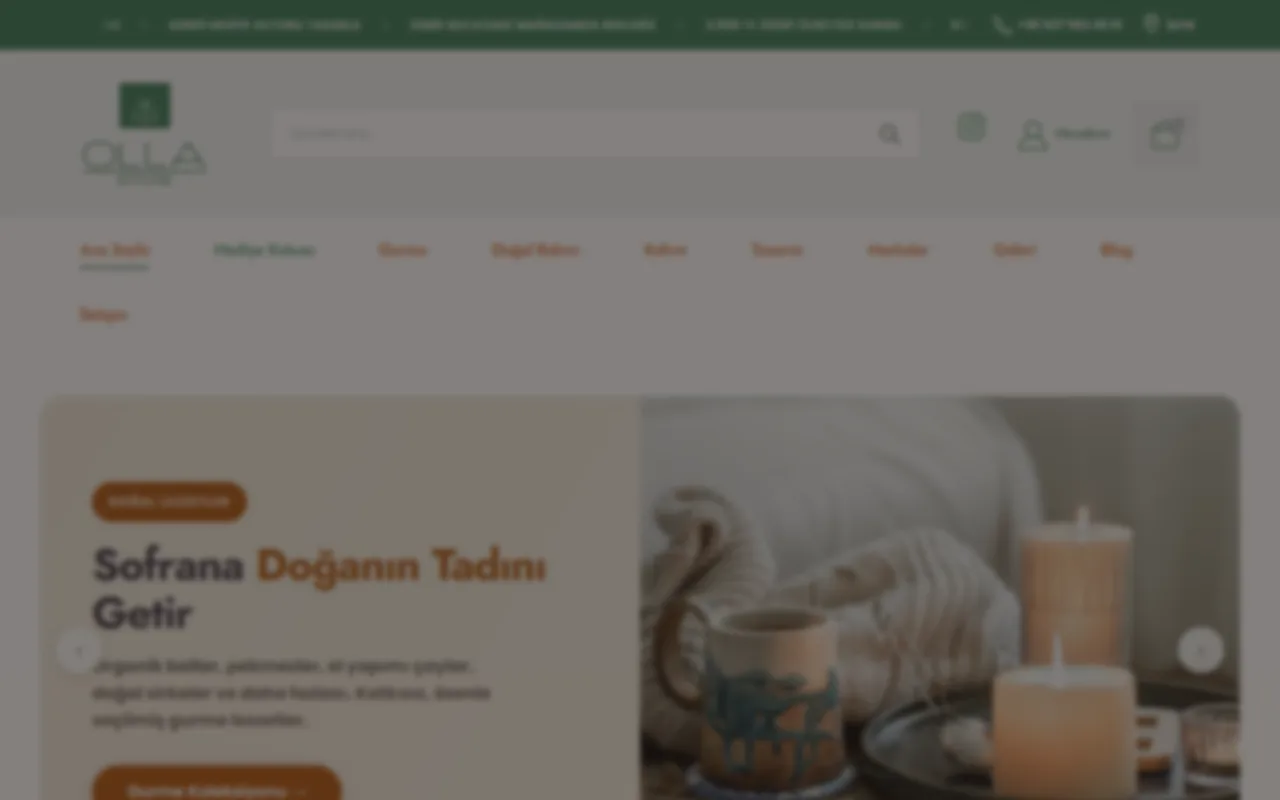 Olla Store sitesinin görünümü